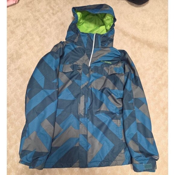 Columbia Other - Columbia Youth Jacket Large (14/16) Blue Geometric Omni-Tech Interchange Shell